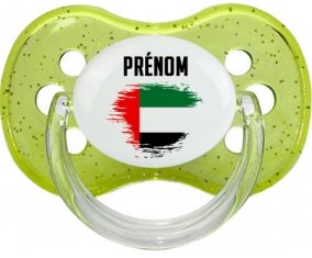 Drapeau effet pinceau Emirats Arabes Unis avec prénom Sucete Cerise Vert à paillette