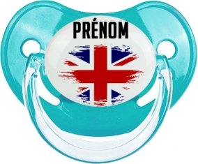 Drapeau effet pinceau Royaume-Uni avec prénom : Sucette Physiologique personnalisée
