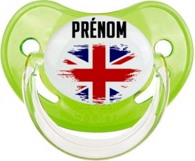 Drapeau effet pinceau Royaume-Uni avec prénom Sucete Physiologique Vert classique