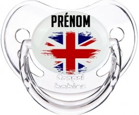 Drapeau effet pinceau Royaume-Uni avec prénom Sucete Physiologique Transparent classique