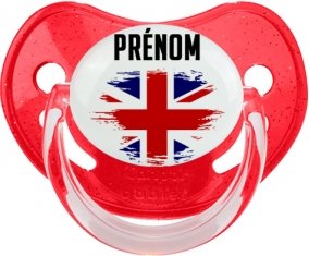 Drapeau effet pinceau Royaume-Uni avec prénom Sucete Physiologique Rouge à paillette