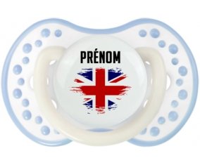 Drapeau effet pinceau Royaume-Uni avec prénom Tétine LOVI Dynamic Blanc-cyan classique