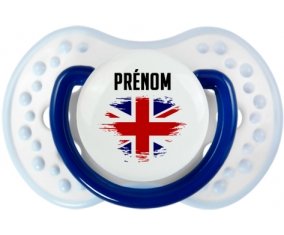 Drapeau effet pinceau Royaume-Uni avec prénom Tétine LOVI Dynamic Marine-blanc-bleu classique
