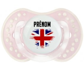 Drapeau effet pinceau Royaume-Uni avec prénom Tétine LOVI Dynamic Retro-rose-tendre classique