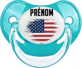 Drapeau effet pinceau Les États-Unis d'Amérique avec prénom : Sucette Physiologique personnalisée