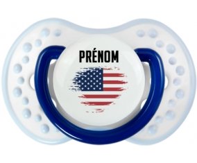 Drapeau effet pinceau Les États-Unis d'Amérique avec prénom Sucette LOVI Dynamic Marine-blanc-bleu classique