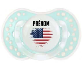Drapeau effet pinceau Les États-Unis d'Amérique avec prénom Sucette LOVI Dynamic Retro-turquoise-lagon classique