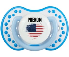 Drapeau effet pinceau Les États-Unis d'Amérique avec prénom Sucette LOVI Dynamic Blanc-bleu phosphorescente