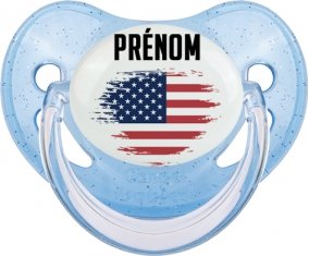Drapeau effet pinceau États-Unis des îles mineures éloignées avec prénom Sucette Physiologique Bleue à paillette