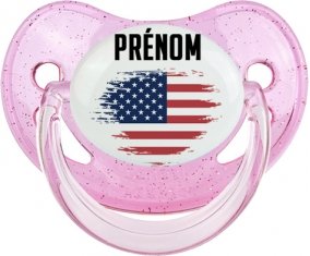 Drapeau effet pinceau États-Unis des îles mineures éloignées avec prénom Sucette Physiologique Rose à paillette