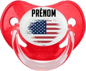 Drapeau effet pinceau États-Unis des îles mineures éloignées avec prénom Sucette Physiologique Rouge à paillette