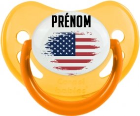 Drapeau effet pinceau États-Unis des îles mineures éloignées avec prénom Sucette Physiologique Jaune phosphorescente