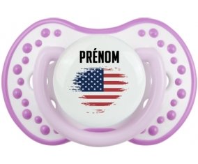 Drapeau effet pinceau États-Unis des îles mineures éloignées avec prénom Sucette LOVI Dynamic Blanc-mauve classique