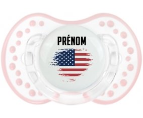 Drapeau effet pinceau États-Unis des îles mineures éloignées avec prénom Sucette LOVI Dynamic Retro-blanc-rose-tendre classique
