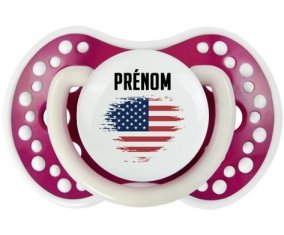 Drapeau effet pinceau États-Unis des îles mineures éloignées avec prénom Sucette LOVI Dynamic Fuchsia phosphorescente