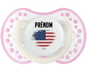 Drapeau effet pinceau États-Unis des îles mineures éloignées avec prénom Sucette LOVI Dynamic Blanc-rose phosphorescente