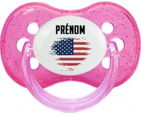 Drapeau effet pinceau États-Unis des îles mineures éloignées avec prénom Tétine Cerise Rose à paillette