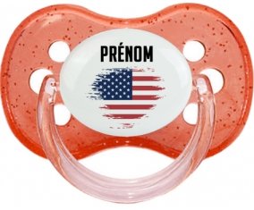 Drapeau effet pinceau États-Unis des îles mineures éloignées avec prénom Tétine Cerise Rouge à paillette