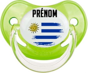 Drapeau effet pinceau Uruguay avec prénom Tétine Physiologique Vert classique
