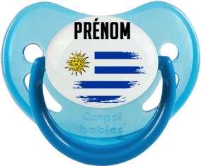 Drapeau effet pinceau Uruguay avec prénom Tétine Physiologique Bleue phosphorescente