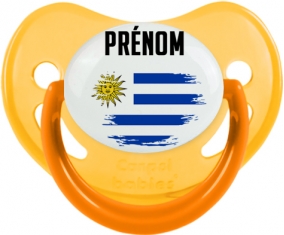 Drapeau effet pinceau Uruguay avec prénom Tétine Physiologique Jaune phosphorescente