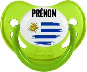 Drapeau effet pinceau Uruguay avec prénom Tétine Physiologique Vert phosphorescente
