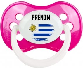 Drapeau effet pinceau Uruguay avec prénom Sucete Anatomique Rose foncé classique