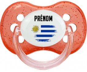 Drapeau effet pinceau Uruguay avec prénom Sucete Cerise Rouge à paillette