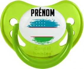 Drapeau effet pinceau Ouzbékistan avec prénom Sucete Physiologique Vert phosphorescente