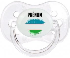 Drapeau effet pinceau Ouzbékistan avec prénom Sucette Cerise Transparent classique