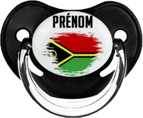 Drapeau effet pinceau Vanuatu avec prénom Sucette Physiologique Noir classique
