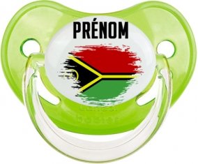 Drapeau effet pinceau Vanuatu avec prénom Sucette Physiologique Vert classique