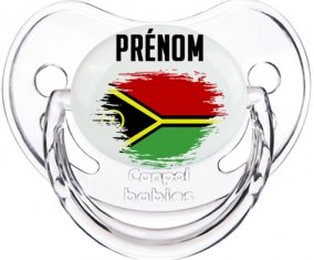 Drapeau effet pinceau Vanuatu avec prénom Sucette Physiologique Transparent classique