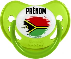 Drapeau effet pinceau Vanuatu avec prénom Sucette Physiologique Vert phosphorescente