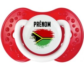 Drapeau effet pinceau Vanuatu avec prénom Sucette LOVI Dynamic Blanc-rouge classique