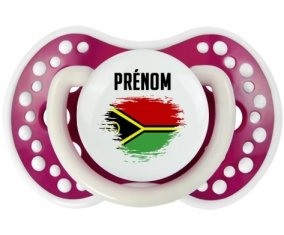 Drapeau effet pinceau Vanuatu avec prénom Sucette LOVI Dynamic Fuchsia phosphorescente