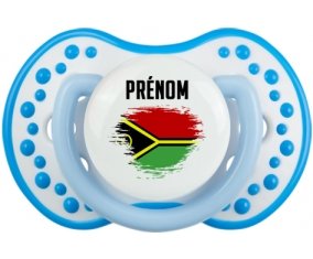 Drapeau effet pinceau Vanuatu avec prénom Sucette LOVI Dynamic Blanc-bleu phosphorescente