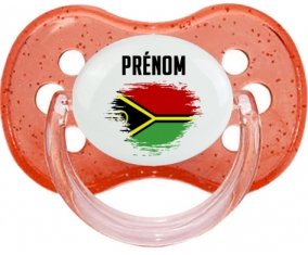 Drapeau effet pinceau Vanuatu avec prénom Sucette Cerise Rouge à paillette