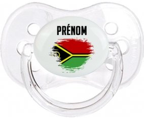 Drapeau effet pinceau Vanuatu avec prénom Sucette Cerise Transparent classique