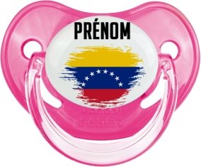 Drapeau effet pinceau Venezuela avec prénom Sucette Physiologique Rose classique