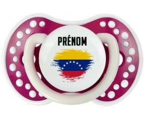 Drapeau effet pinceau Venezuela avec prénom Sucette LOVI Dynamic Fuchsia phosphorescente