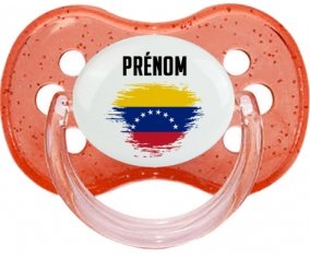 Drapeau effet pinceau Venezuela avec prénom Tétine Cerise Rouge à paillette