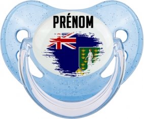Drapeau effet pinceau Les iles vierges avec prénom Sucete Physiologique Bleue à paillette