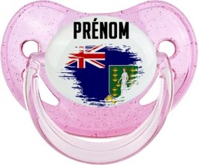 Drapeau effet pinceau Les iles vierges avec prénom Sucete Physiologique Rose à paillette