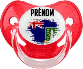 Drapeau effet pinceau Les iles vierges avec prénom Sucete Physiologique Rouge à paillette