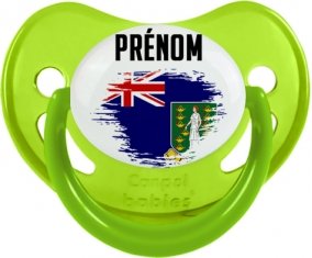Drapeau effet pinceau Les iles vierges avec prénom Sucete Physiologique Vert phosphorescente