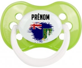 Drapeau effet pinceau Les iles vierges avec prénom Sucette Anatomique Vert classique
