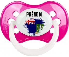 Drapeau effet pinceau Les iles vierges avec prénom Sucette Anatomique Rose foncé classique