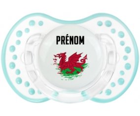 Drapeau effet pinceau Pays de Galles avec prénom Sucette LOVI Dynamic Retro-blanc-lagon classique