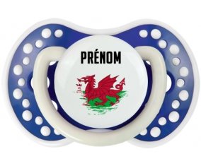 Drapeau effet pinceau Pays de Galles avec prénom Sucette LOVI Dynamic Bleu-marine phosphorescente